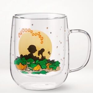 Williams-Sonoma Set of 2 Peanuts Snoopy The Great Pumpkin Double-Wall Mugs NIB